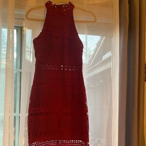 Dark Red (Burgundy) Crochet Midi Dress